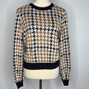 Who What Wear Houndstooth Crewneck Sweater Size S